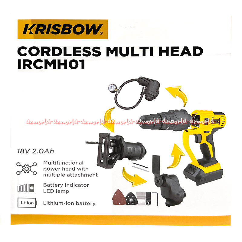 Krisbow Cordless Multi Head IRCMH01 Alat Mesin Bor Tanpa Kabel Portable Bisa Dicharge Bor Electric K