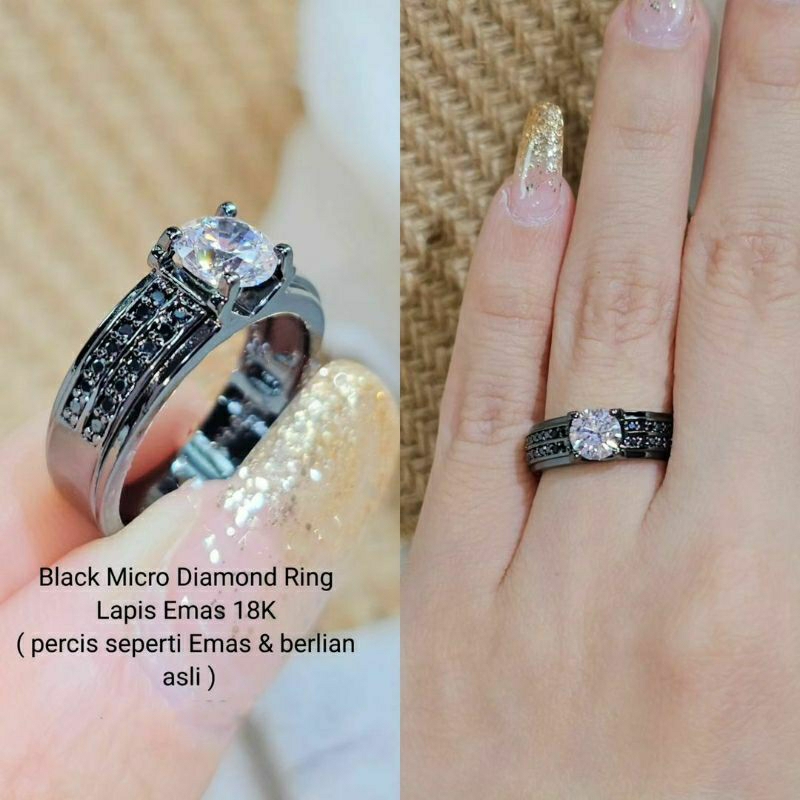 Cincin Hitam Swarovski Wanita Cincin Emas Hitam Cincin Berlian Wanita Cincin Hitam Swaroski