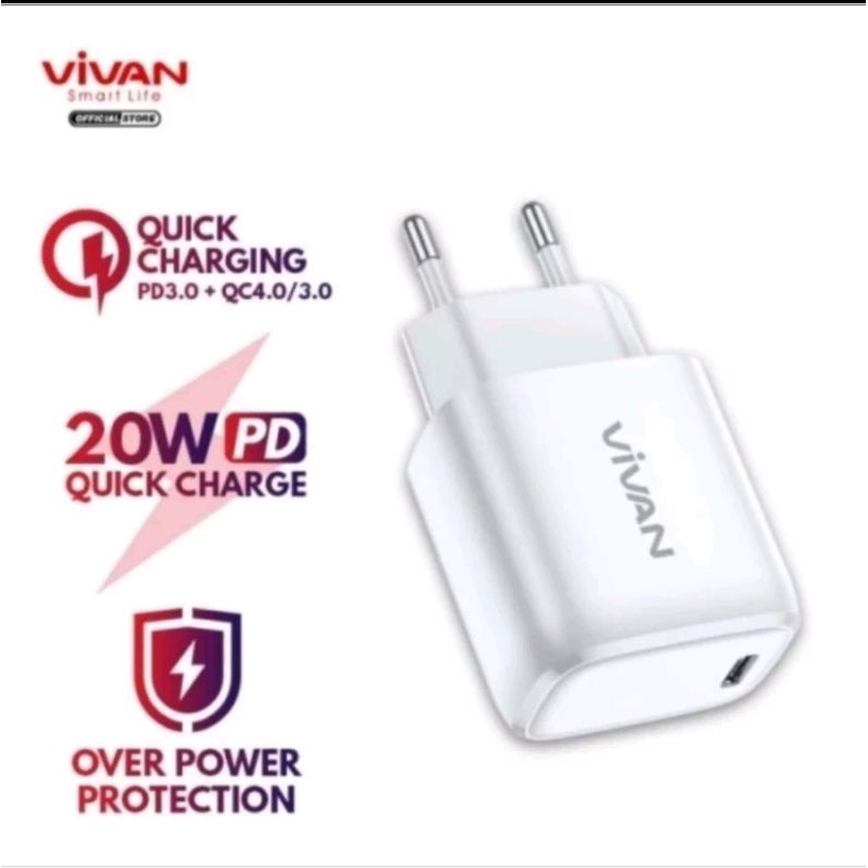 Batok Vivan kepala charger Vivan power 20 3A PORTY USB-C PD3.0