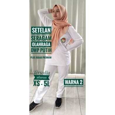 setelan olahraga DWP Dharma wanita persatuan Indonesia putih