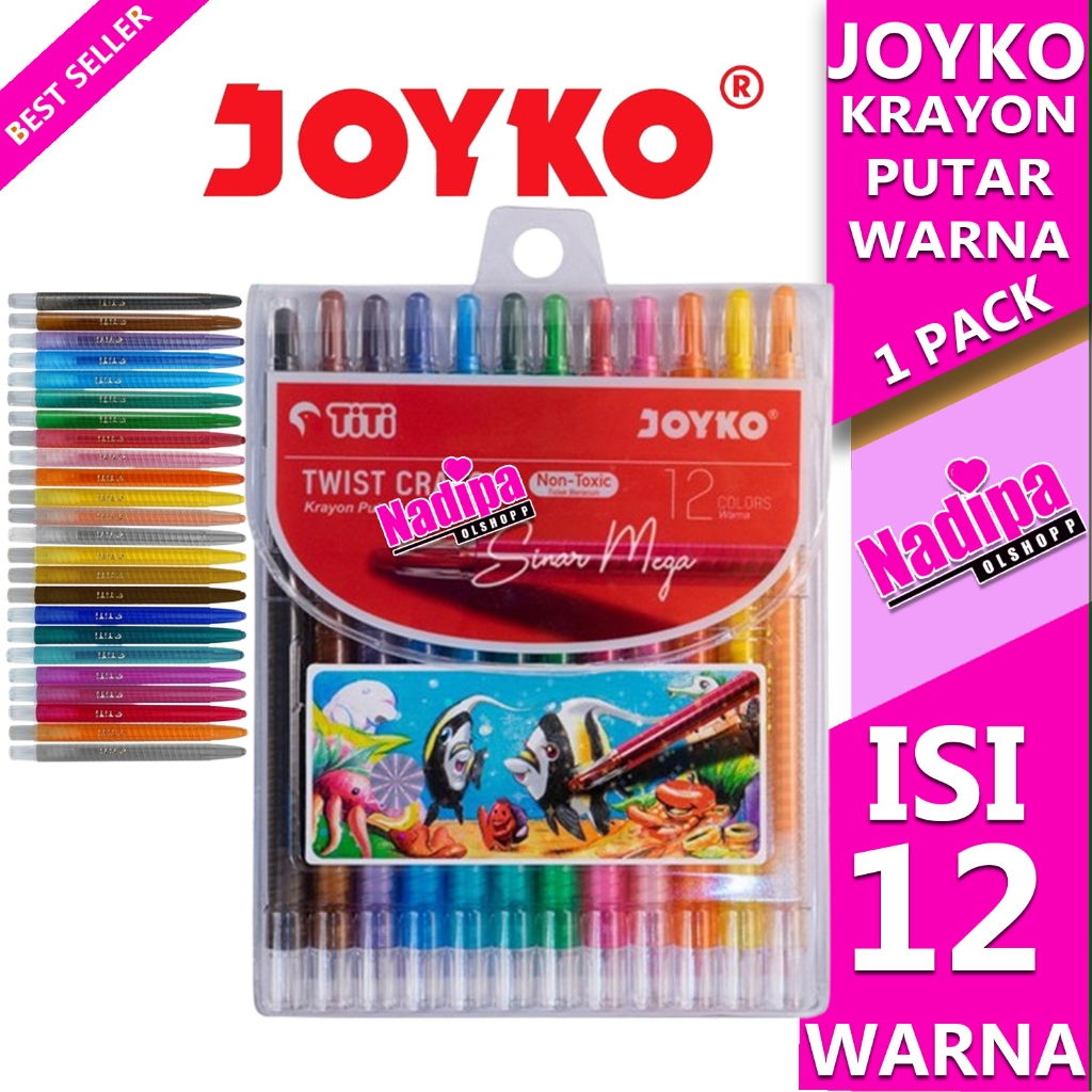 

JOYKO CRAYON PUTAR ( twist crayon ) ISI 12 WARNA NADIPA OLHSOPP