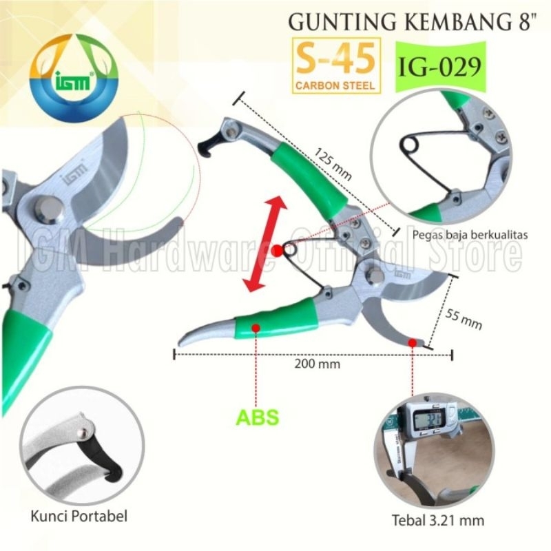 Gunting dahan Gunting ranting Gunting kebu merj IGM stanleis