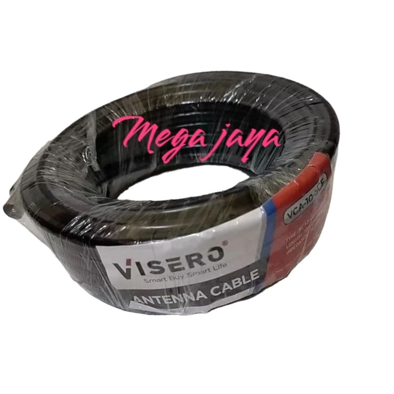 kabel tv 20 meter visero lengkap jek antena+jek f konektor