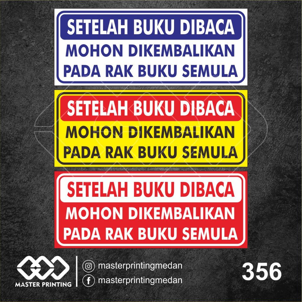 

356 - Stiker Setelah Buku Dibaca Mohon Dikembalikan, Sticker Vinyl, Tahan Air, Termurah, Bisa Custom