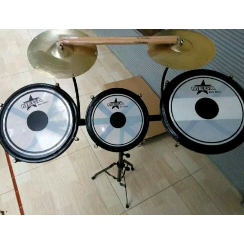 Tamtam drum isi 3 dengan / drum tam tam isi 3 simbal 1 dan 2 (bonus stik)