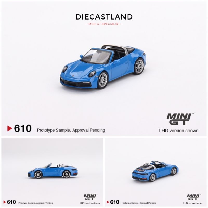 Mini GT #610 Porsche 911 Targa 4S Shark Blue MGT00610 MiniGT MGT Diecast Miniature Car Diecast Land