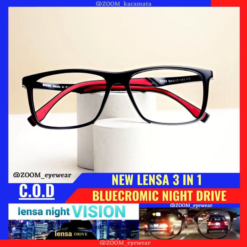 TRAVIS-Kacamata Bluecromic Pria | Minus Photocromic Blueray 3 IN 1 | Kacamata Minus