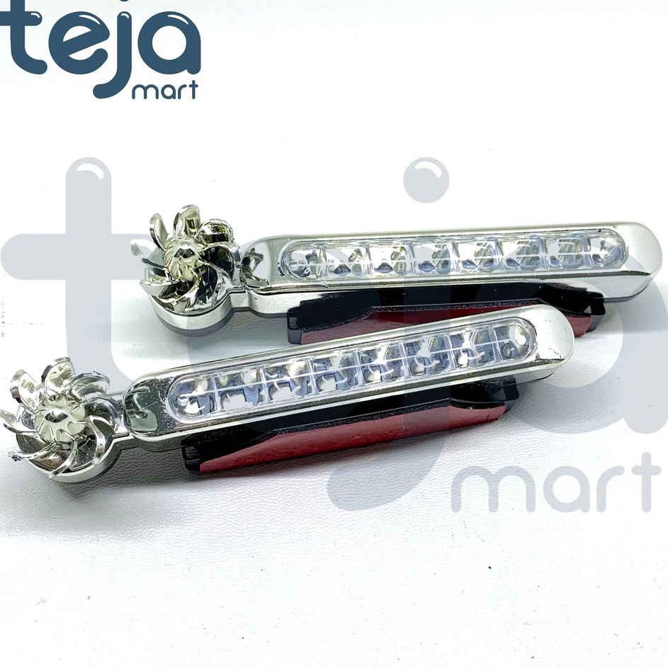 MDm LAMPU LED DRL KIPAS TENAGA ANGIN MOBIL MOTOR FOG LAMP 8 TITIK MATA