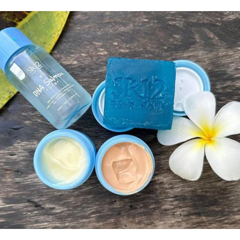 PAKET SKINCARE DNA SALMON SR12. MENCERAHKAN KULIT KUSAM/MENGATASI KOMEDO/BEKAS JERAWAT