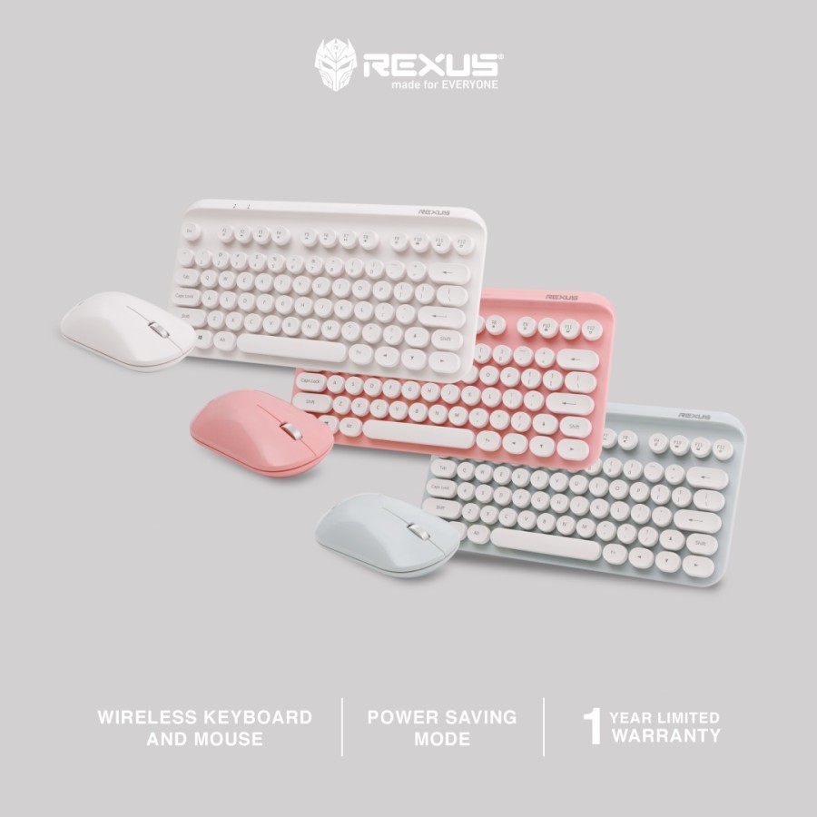 Keyboard Mouse Wireless Combo Rexus KM9 Tombol model retro