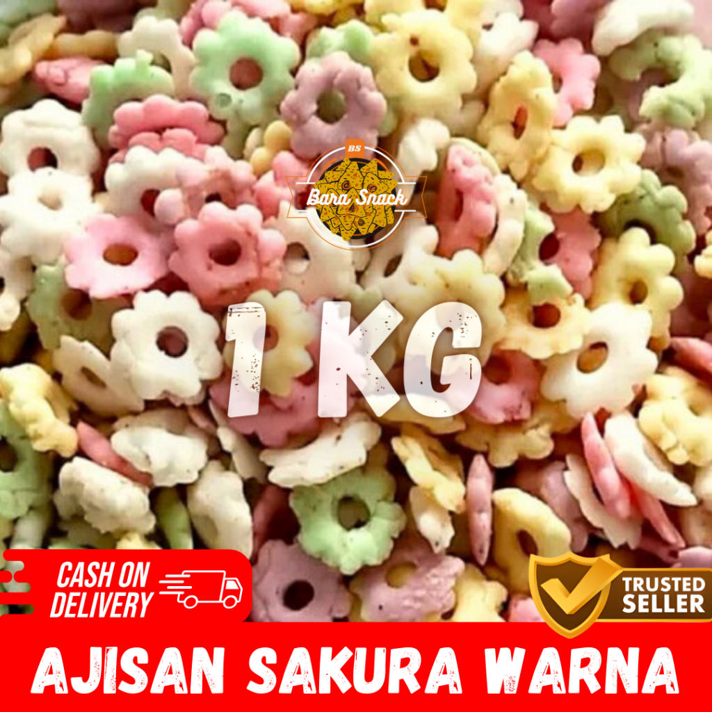 

[ 1KG ] Ajisan Sakura Riri Warna Warni Super Gurih & Renyah / Kembang Ribut / Snack Kiloan Murah -B