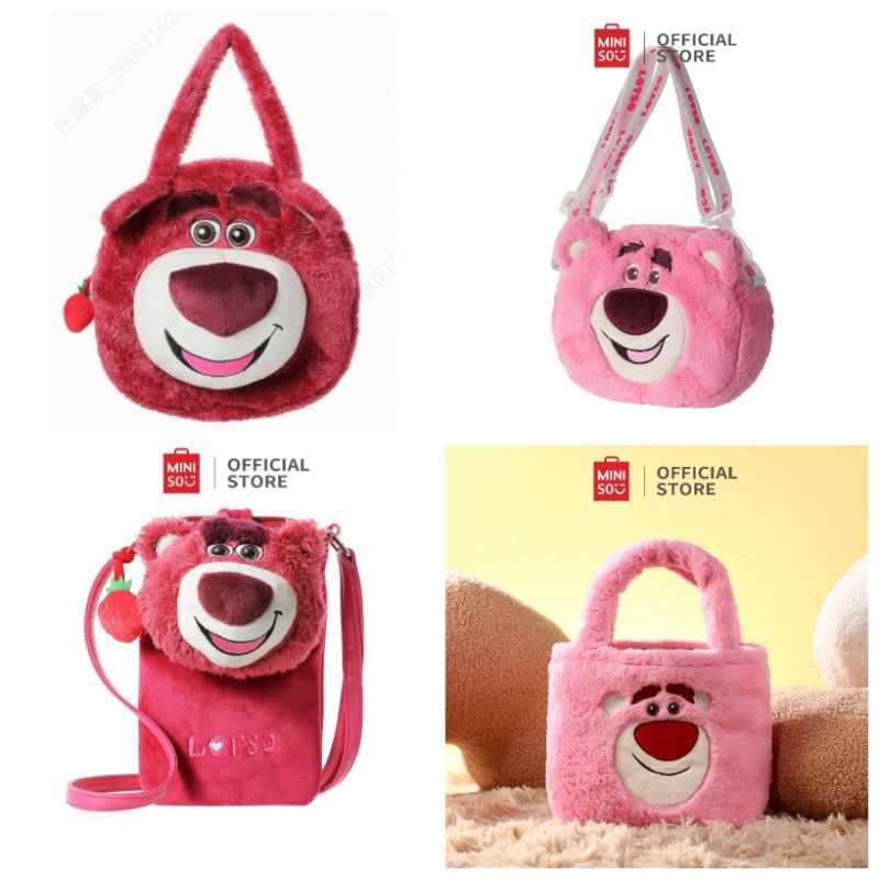 Miniso Tas Hp/dompet/tas shoulder bag Lotso yg imut lucu