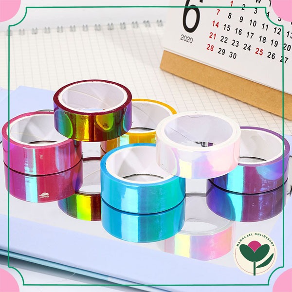 

SOLATIP SELOTIP OPP DIY WARNA WARNI HOLOGRAM SHINING CUTE SCRAPBOOK washi tape MK568