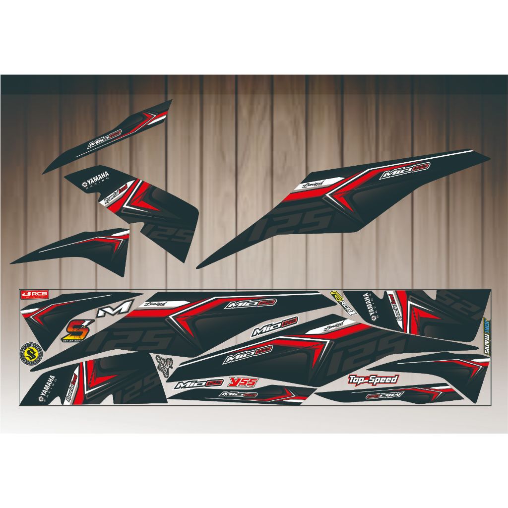 VARIASI MOTOR YAMAHA MIO M3 MIO Z STRIPING/STIKER VARIASI RACING NEW MERAH STYLE