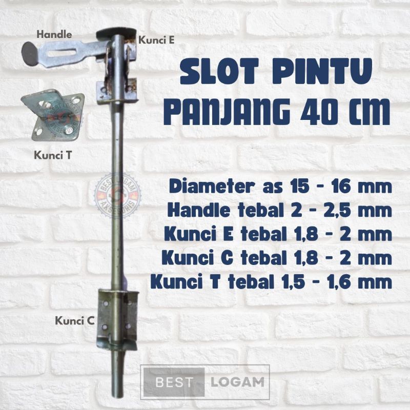 Slot pintu pagar bawah/atas uk 40 cm, slot pintu henderson, pintu gebyog & pagar, pintu garasi toko