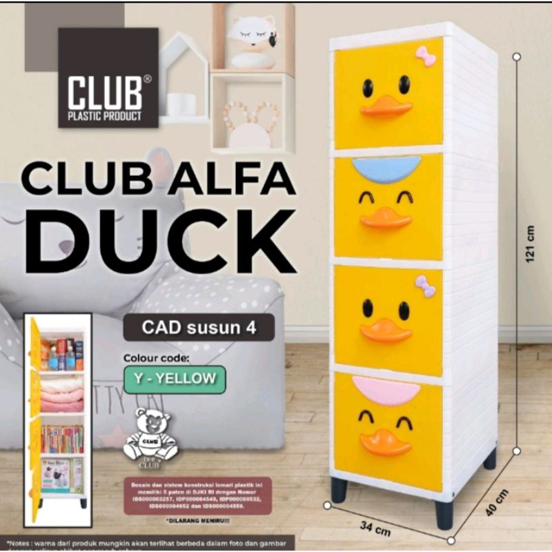 LEMARI PLASTIK PAKAIAN KARAKTER BEBEK / CLUB FLIP ALFA DUCK