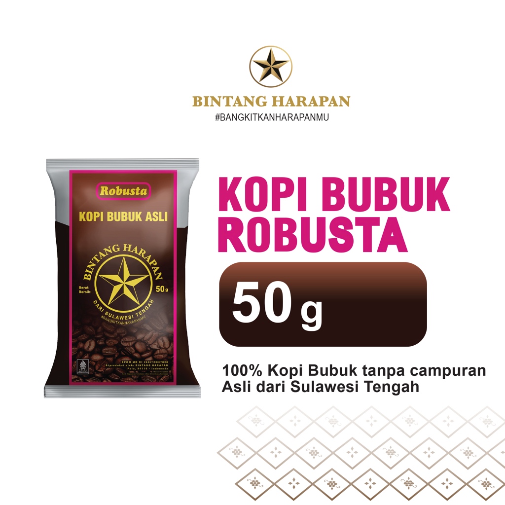 

Kopi Bubuk Robusta Bintang Harapan 50gr