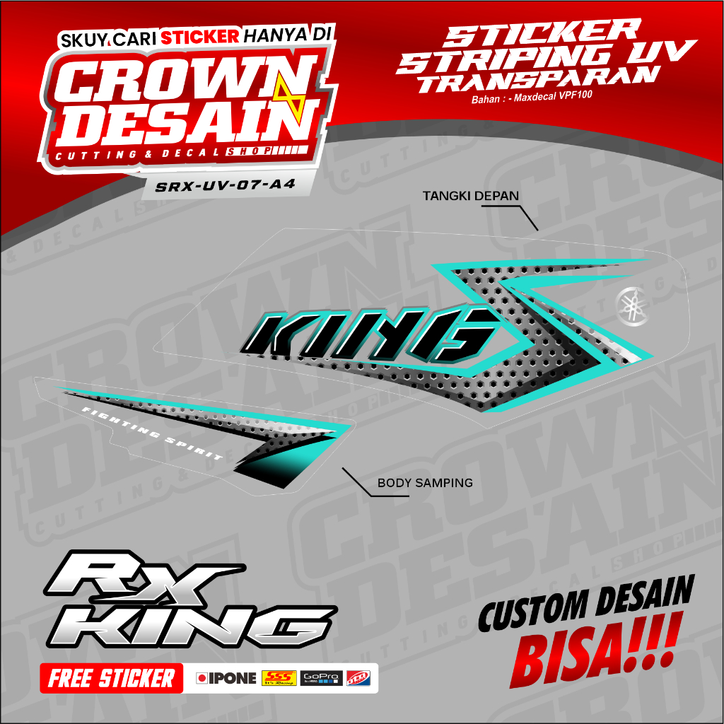 Striping RX KING Transparan Simple Custom - Stiker Striping Body RX King Variasi Transparan - SRX-UV