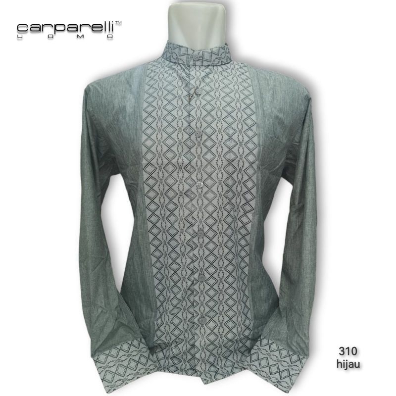 KEMEJA KOKO PRIA CARPARELLI WARNA HIJAU SAGE HIJAU MINT