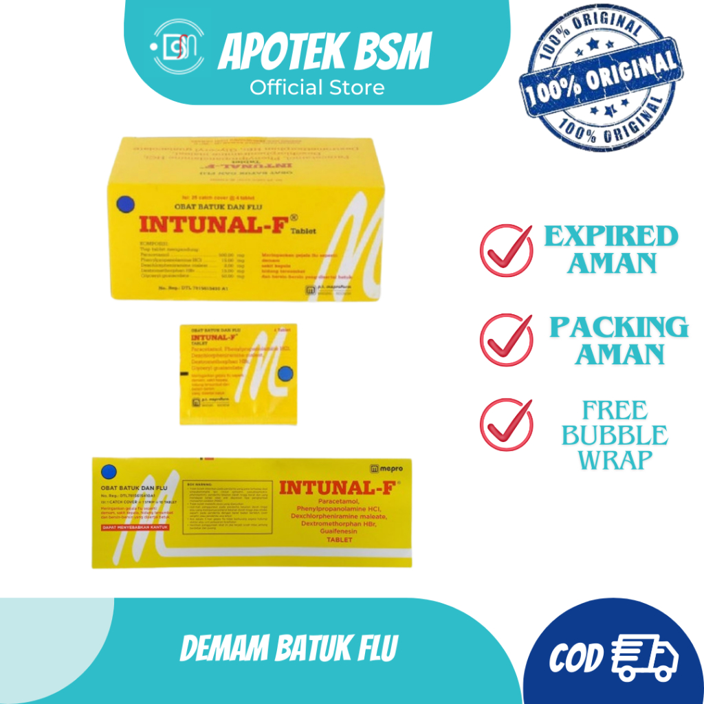 INTUNAL Forte Kuning Strip 10/4 Tablet - Obat Demam Batuk Pilek Flu Tablet Dewasa