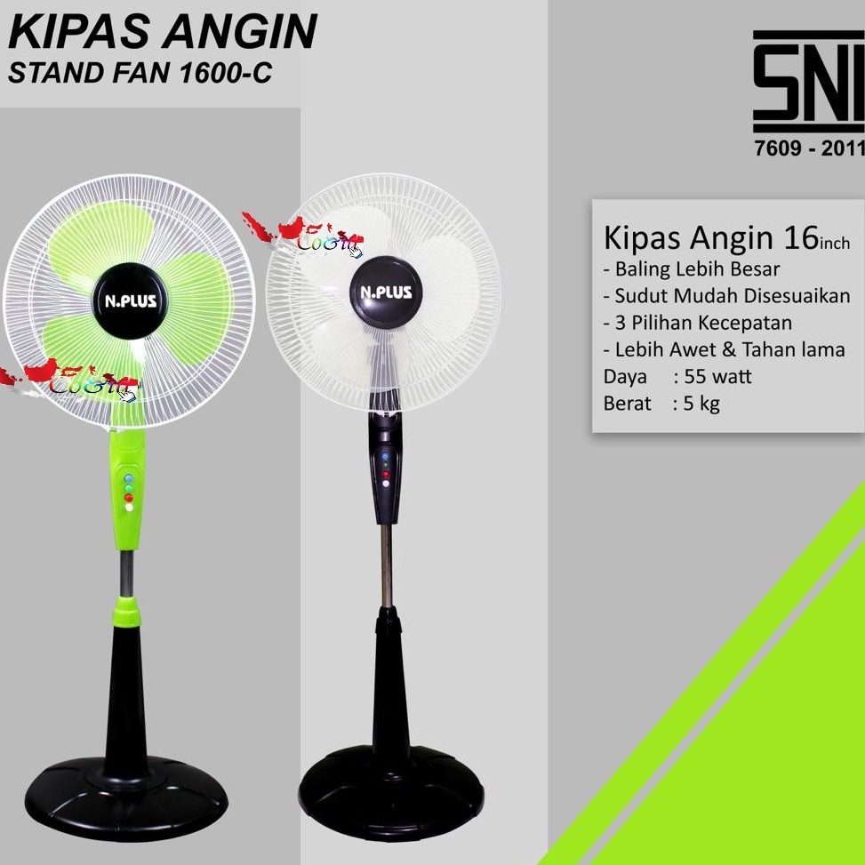 dr STAND FAN NATIONAL PLUS kipas angin berdiri 16 inch