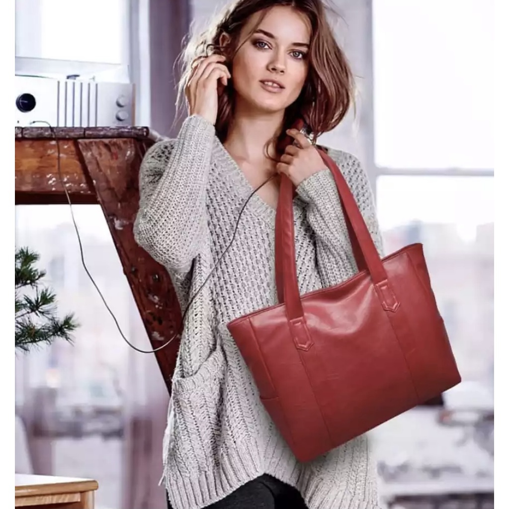Tas Tote bag Wanita Kulit  SAPI ASLI Kapasitas Besar - Totebag Kulit - Tas Wanita - Tas Wanita Kekin