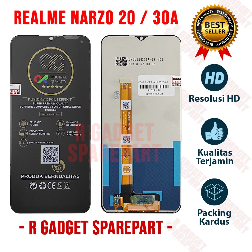 Lcd Realme Narzo 20 / 30A OG SUPER Quality Lcd Touchscreen Realme Narzo 20 / 30A  Fullset