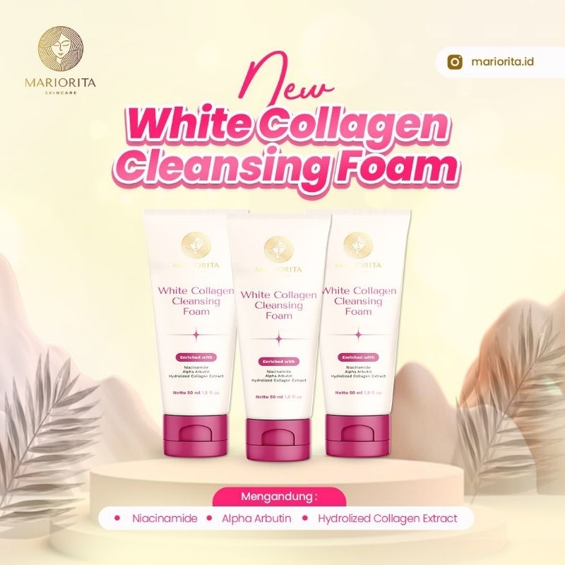 Mariorita White Collagen Cleansing Foam - Sabun Cuci Muka Clean and Clear Untuk Mencerahkan