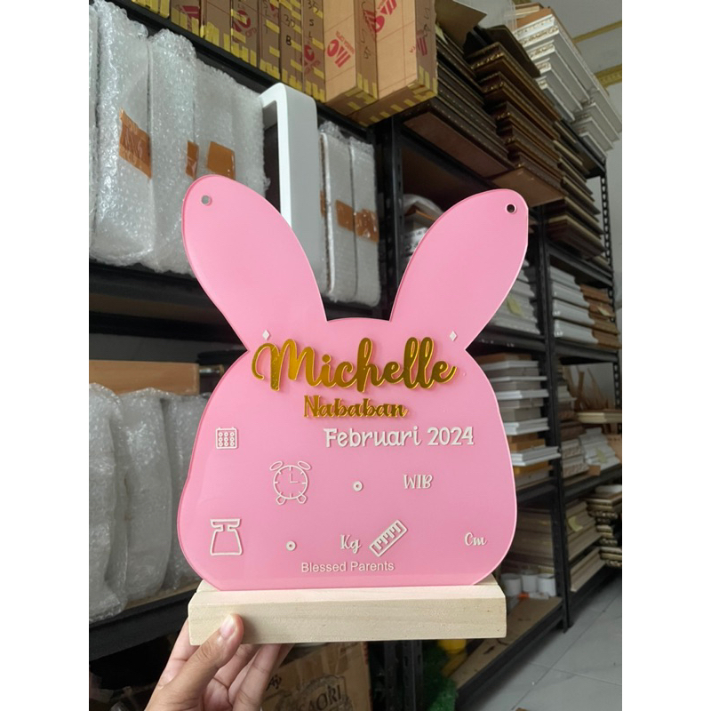 HOSPITAL BOARD ACRYLIC RABBIT / PAPAN NAMA BAYI / CUSTOM / HANDMADE