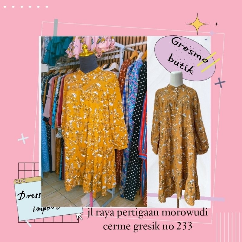 tunik korea motif bunga