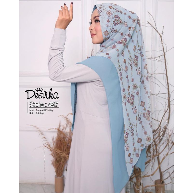 desvika 497 jilbab instan Khimar jumbo motif terbaru premium