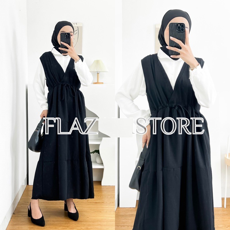 Dress Dres Overal Overall Lebaran Warna Hitam Putih Original Branded Terbaru Lucu 2024
