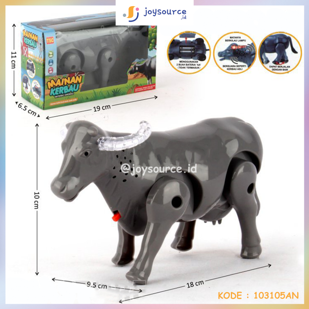 Mainan Animal B/O Kerbau Jalan Musik Lampu Mainan Kerbau