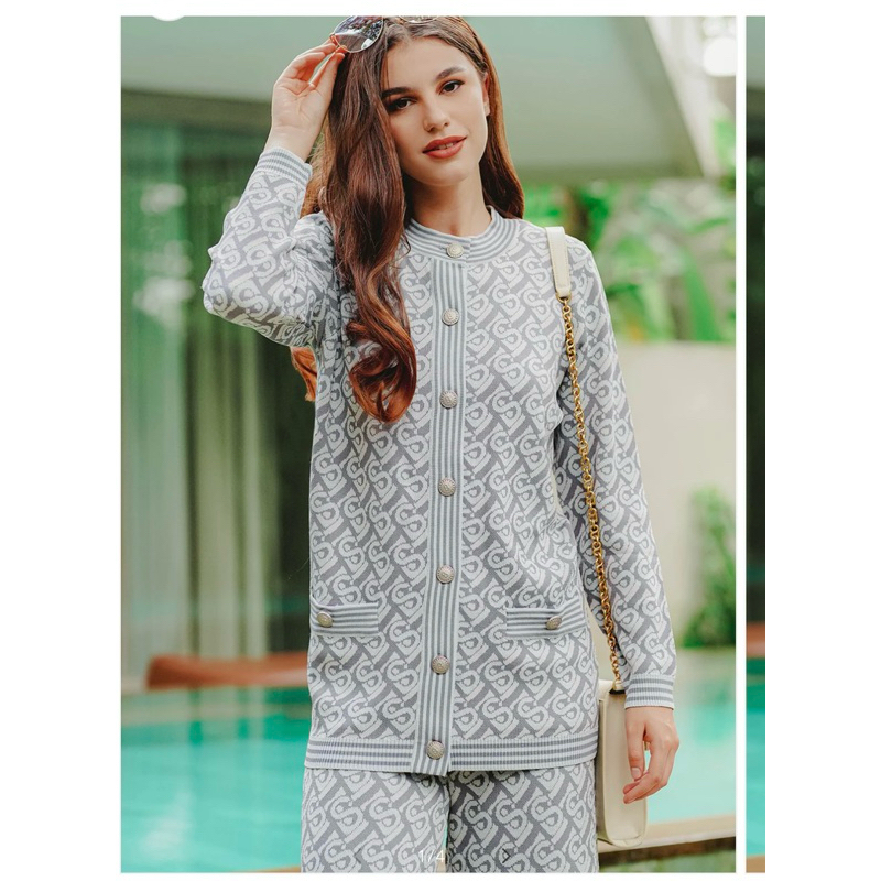 PRELOVED Bimu Light Knit Top - Grey / buttonscarves benang jarum