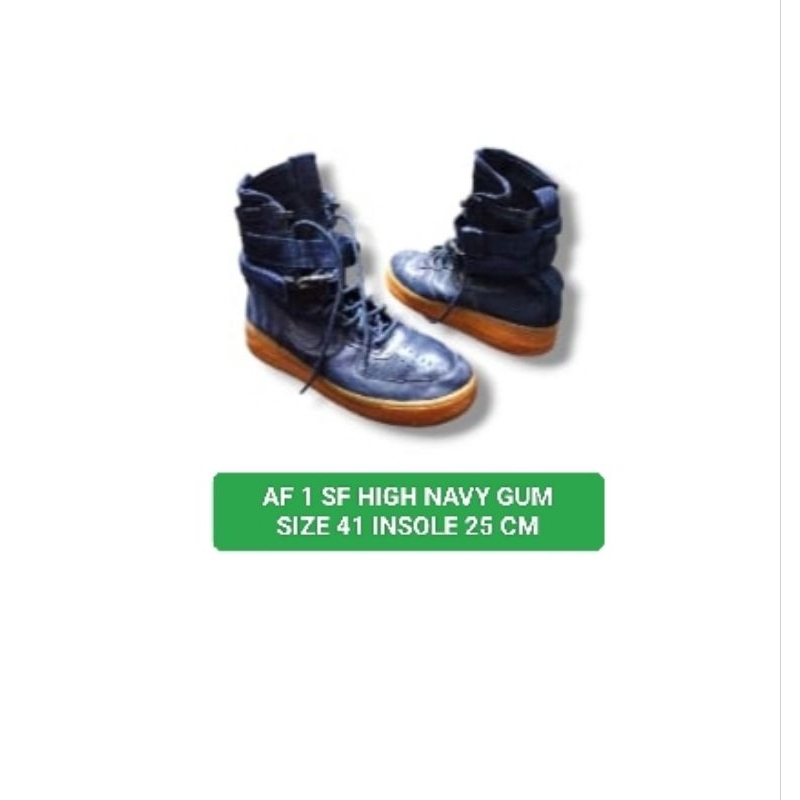 SEPATU AF1 SF HIGH NAVY GUM SIZE 41