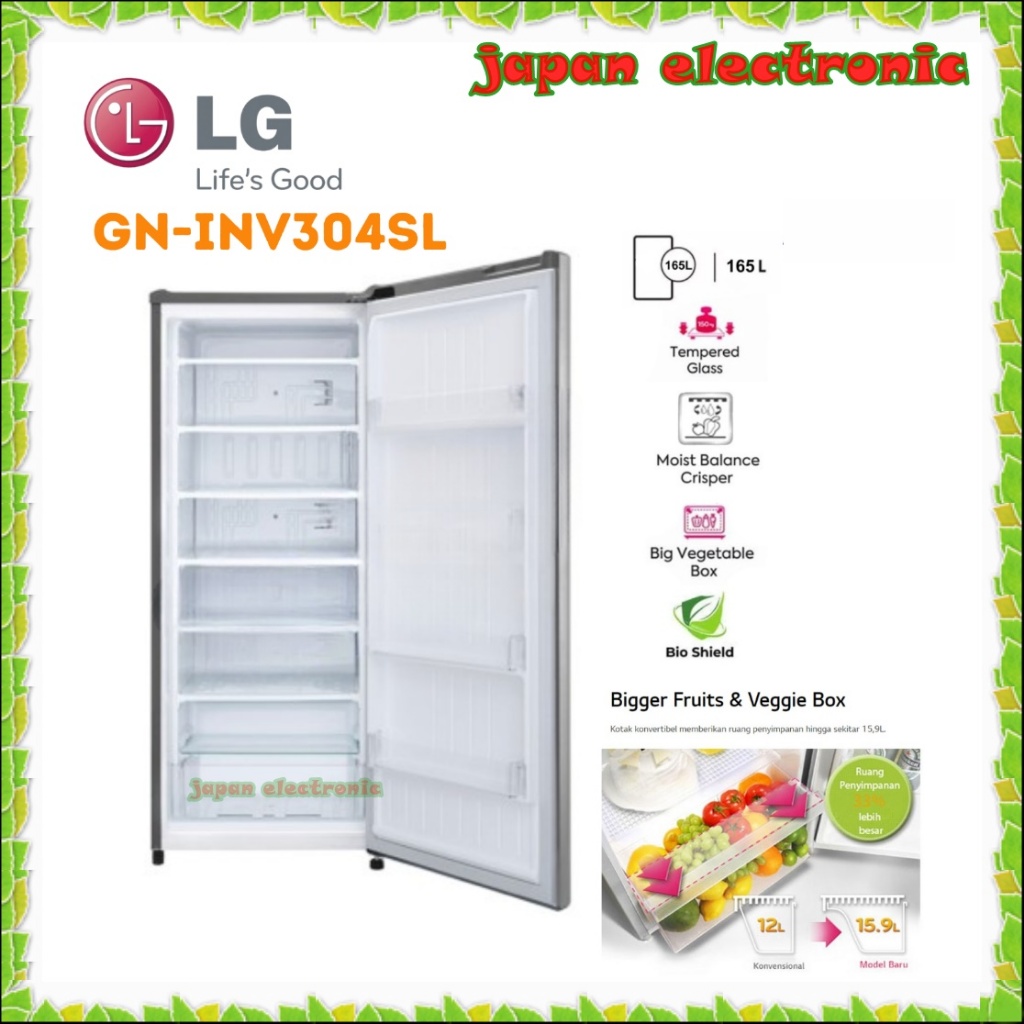 freezer es batu LG GN-INV304SL Kulkas Freezer Inverter murah garansi resmi original