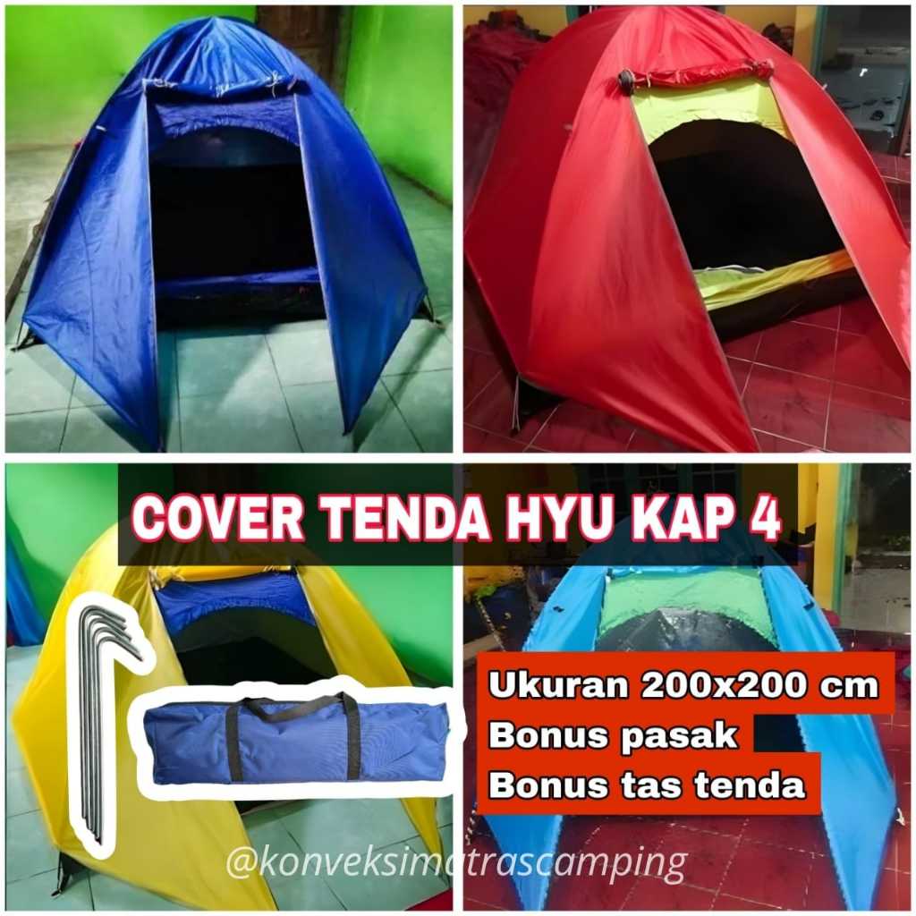 Outer Tenda / Cover Tenda Hyu Kap 4 Ukuran 200x200x135 ( Bonus Tas Tenda + Pasak ) | Bukan Tenda