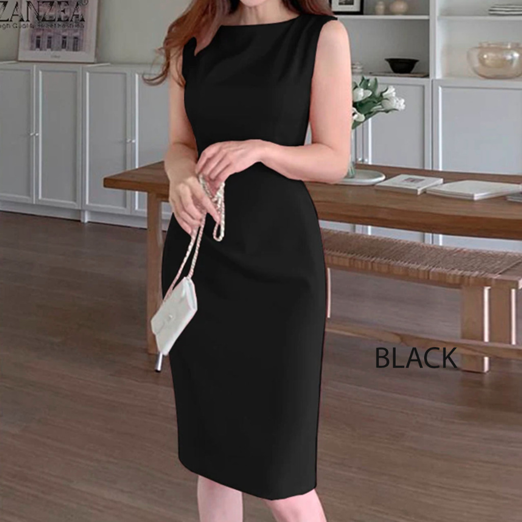Sleeveless midi dress / Dress formal kerja wanita / baju kantor