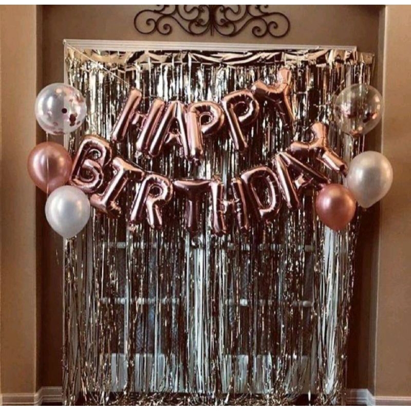 paket dekorasi balon ulang tahun rosegold cewek mewah remaja