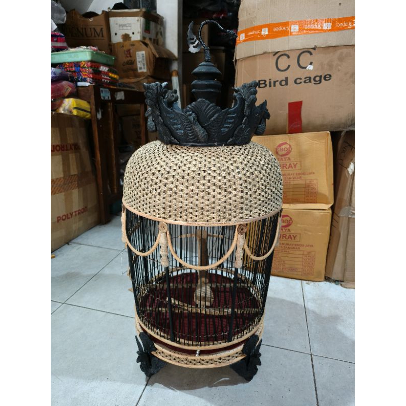 KANDANG SANGKAR PERKUTUT RAJUT MAHKOTA HITAM