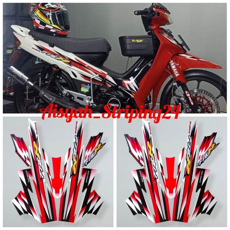 stiker striping lis bodi motor Yamaha FizR milenium putih merah