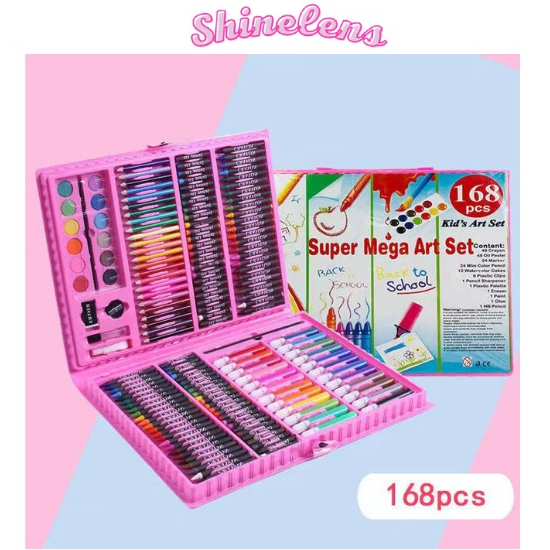 

Crayon Kerayon Anak Set Isi 168 Pcs Alat Lukis Anak Set Pensil Warna-PiNK
