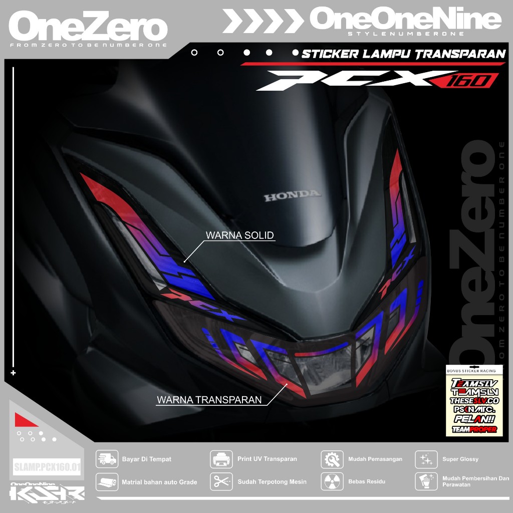 STIKER LAMPU PCX 160 / STICKER LAMPU TRANSPARAN VARIASI ALIS MOTOR HONDA PCX 160