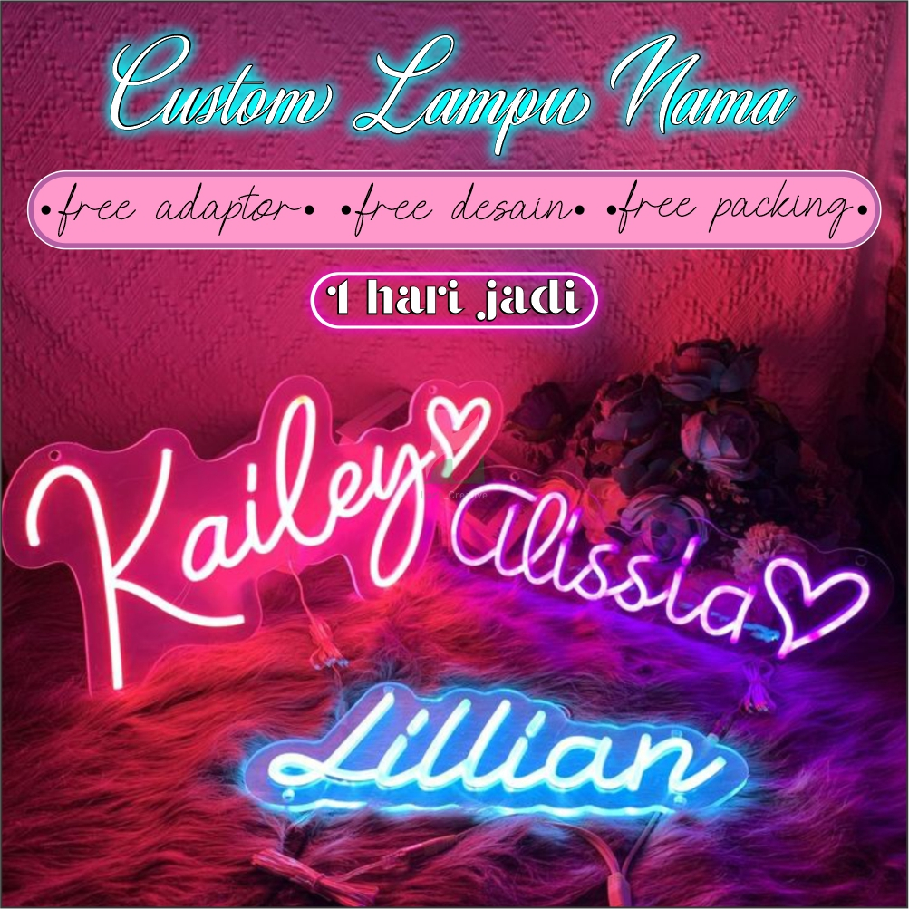 LAMPU LED HURUF/NAMA NEONSIGN CUSTOM  CUTTING AKRILIK LAMPU HIAS PAPAN NAMA