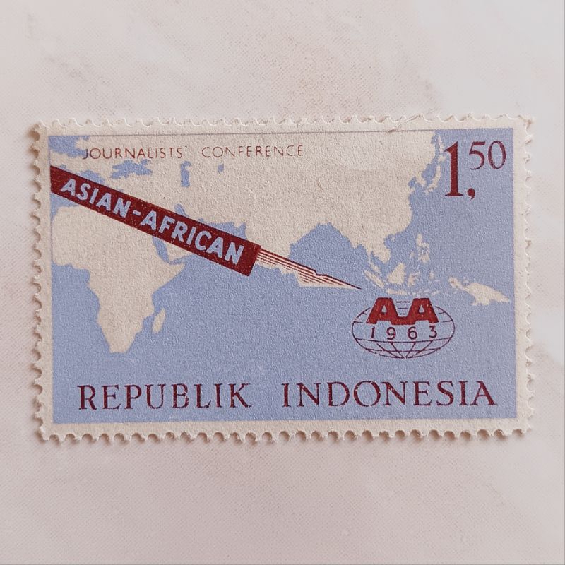 

(AF) Perangko Indonesia 1963 Konferensi Wartawan Asia Afrika 1,50 rupiah Mint