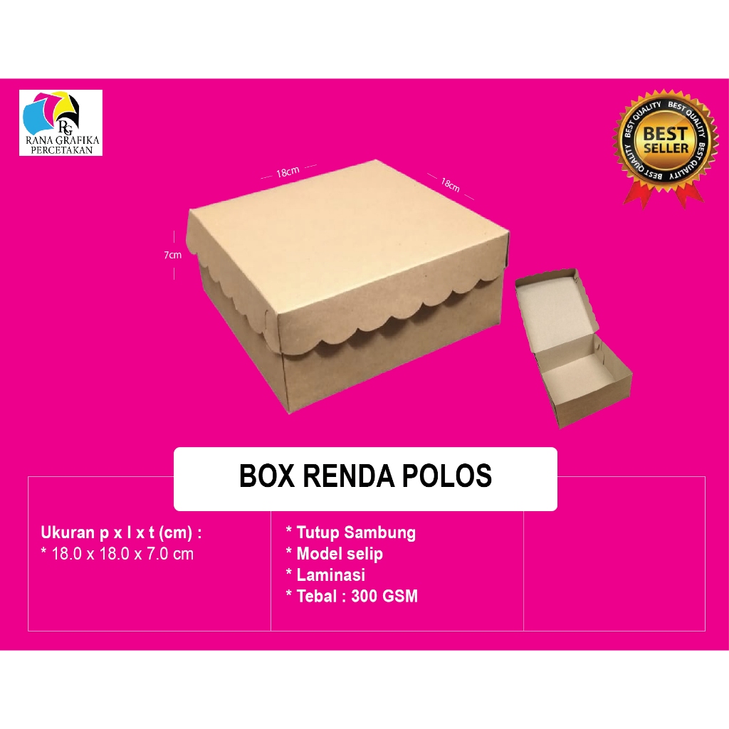 Box Kue  // Dus Nasi Kotak // Dus Snack  // Box Katering // Dus Brownies 18 x 18 x 7 cm