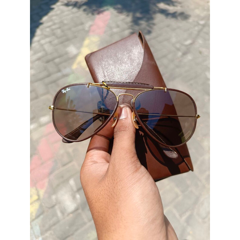 Kacamata vintage B&l USA Outdoorsman Aviator Leathers Original