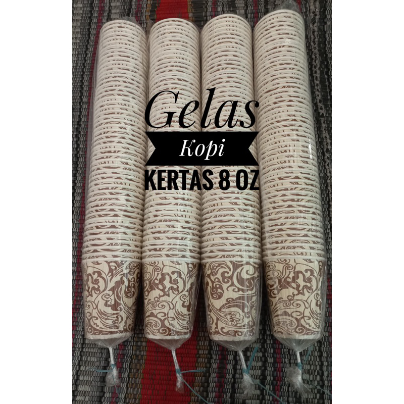 Gelas kopi kertas/paper cup kraft/gelas kopi 8oz/paper cup 8oz/gelas kopi tahan panas/gelas kopi teb