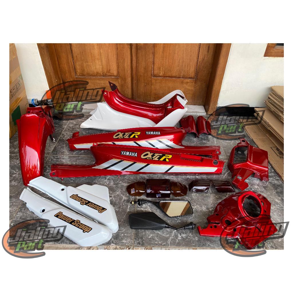 body set yamaha alfa putih merah full set cover body alfa merah putih sepaket body alfa merah putih