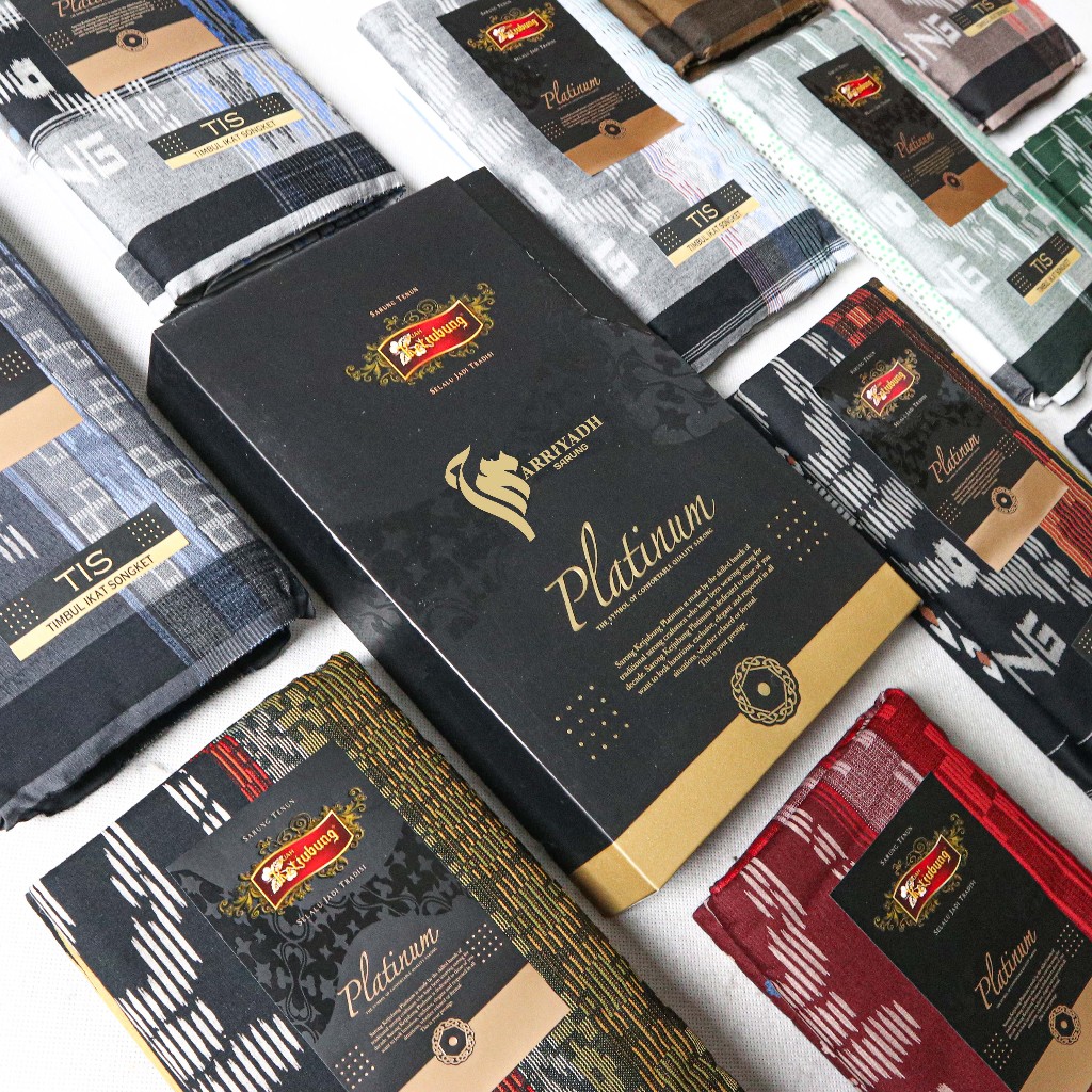 Sarung KETJUBUNG Platinum Gold Hitam Putih Series Motif Dobby Songket Jacquard DIS JSD TIS SPP